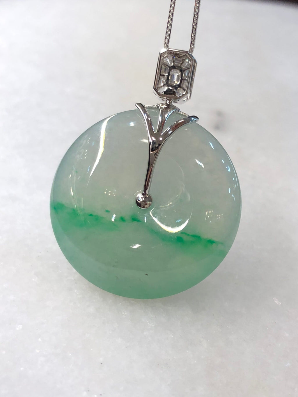 Icy Green Jade Safety Coin Pendant