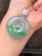 Icy Green Jade Safety Coin Pendant