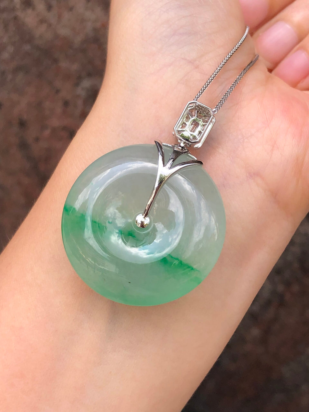 Icy Green Jade Safety Coin Pendant