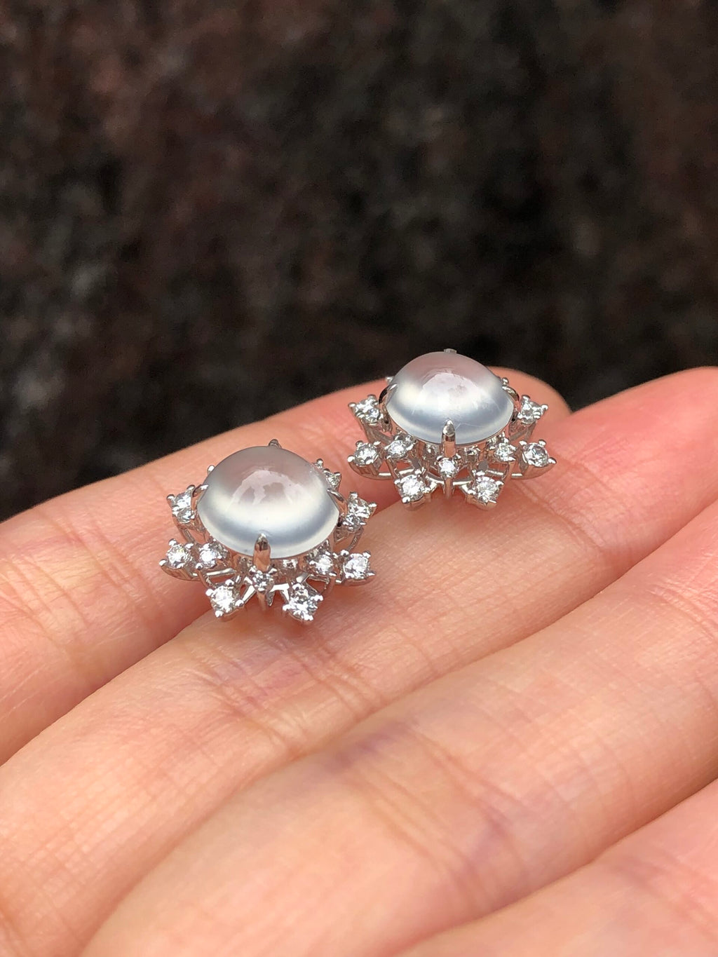 Icy Jade Cabochons Earrings (Glassy Variety)