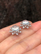 Icy Jade Cabochons Earrings (Glassy Variety)
