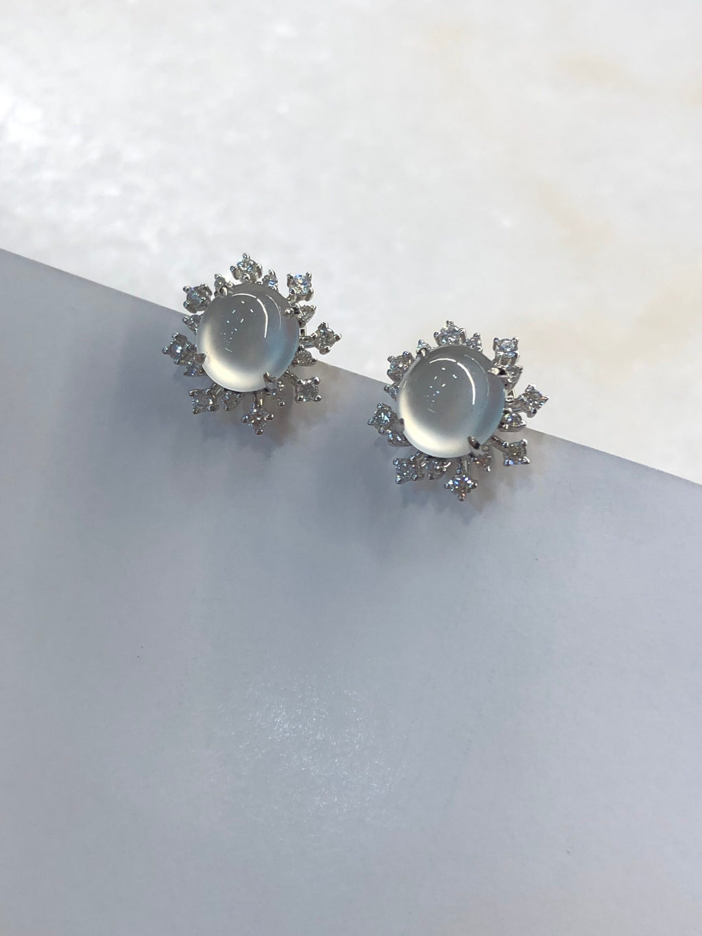 Icy Jade Cabochons Earrings (Glassy Variety)