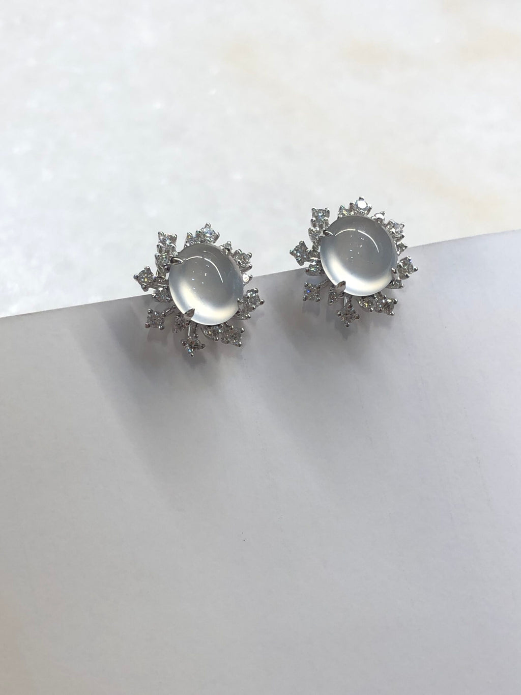 Icy Jade Cabochons Earrings (Glassy Variety)