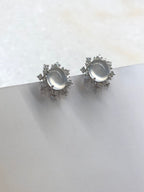 Icy Jade Cabochons Earrings (Glassy Variety)