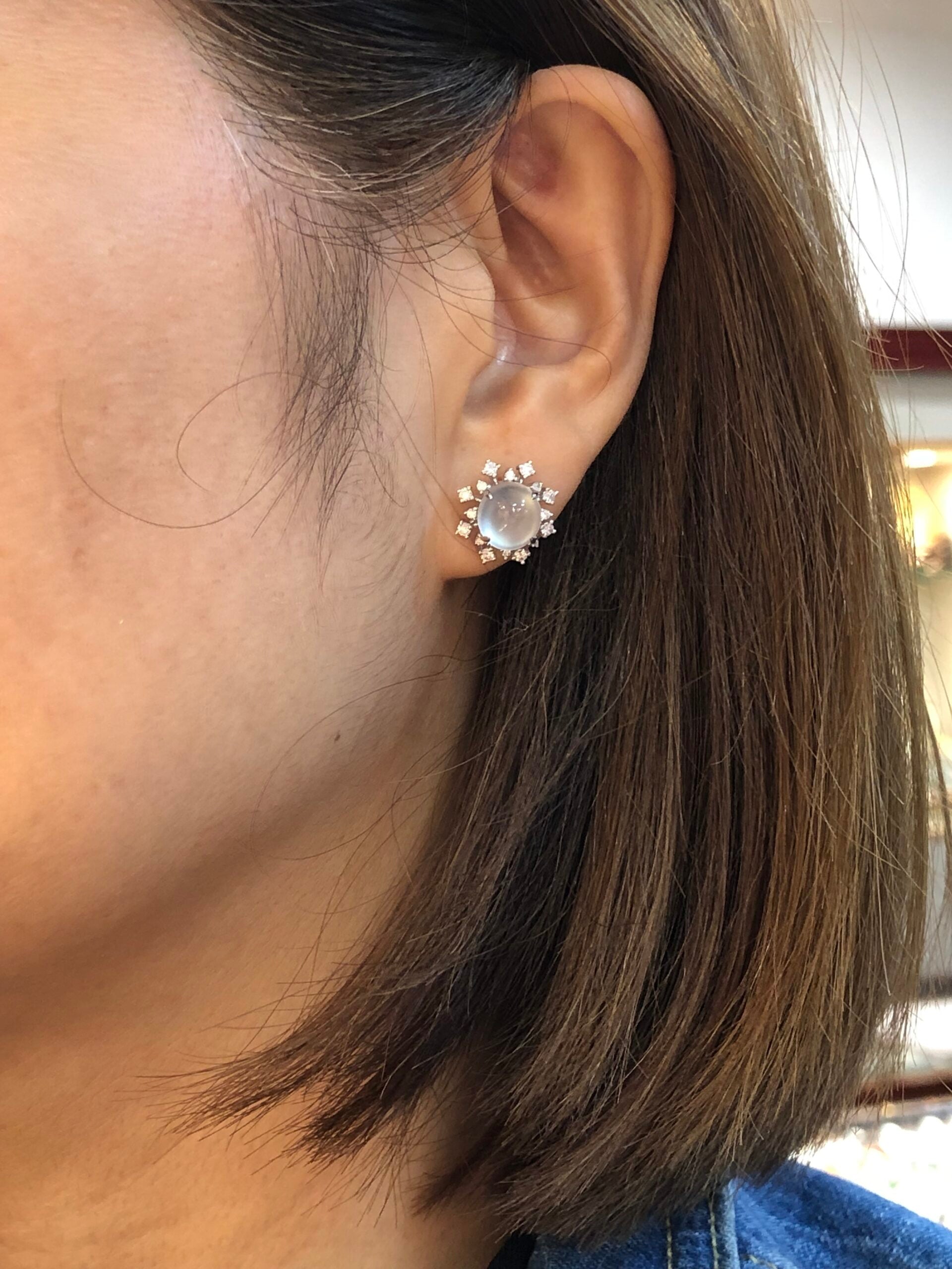 Icy Jade Cabochons Earrings (Glassy Variety)