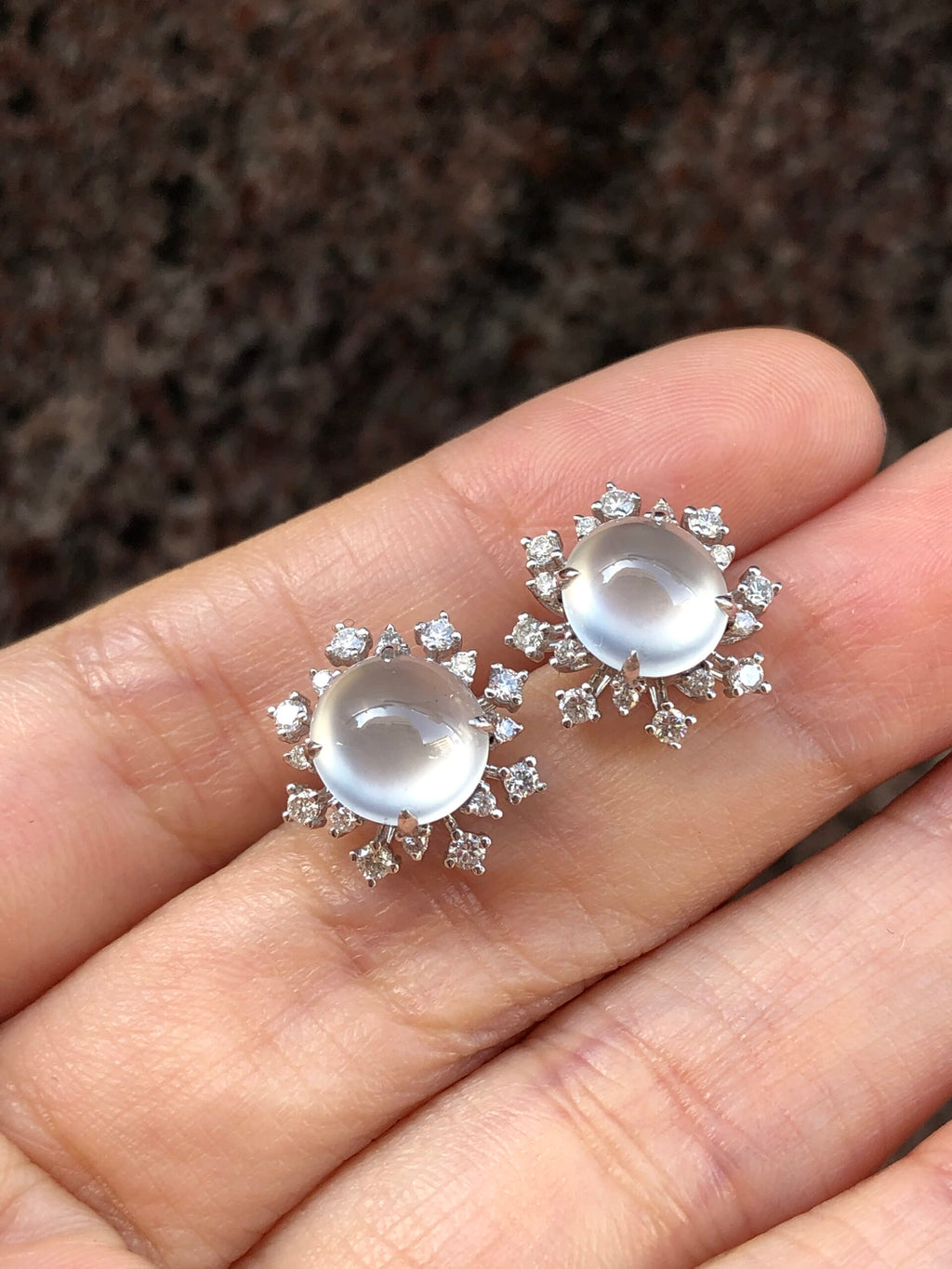 Icy Jade Cabochons Earrings (Glassy Variety)