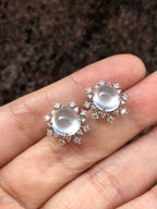 Icy Jade Cabochons Earrings (Glassy Variety)