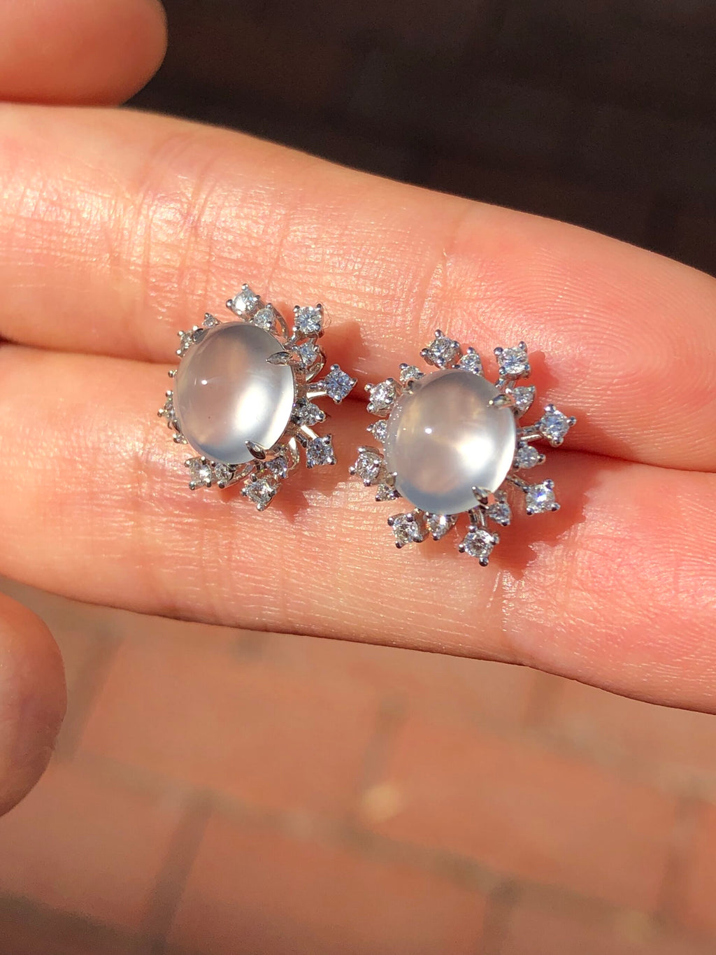 Icy Jade Cabochons Earrings (Glassy Variety)
