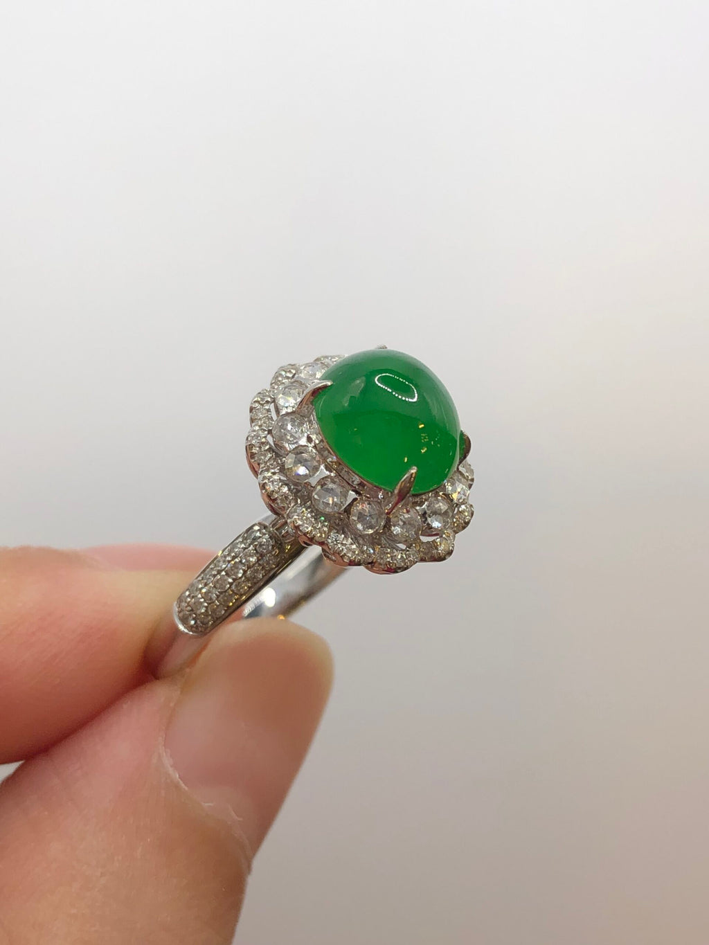 Green Jade Cabochon Ring