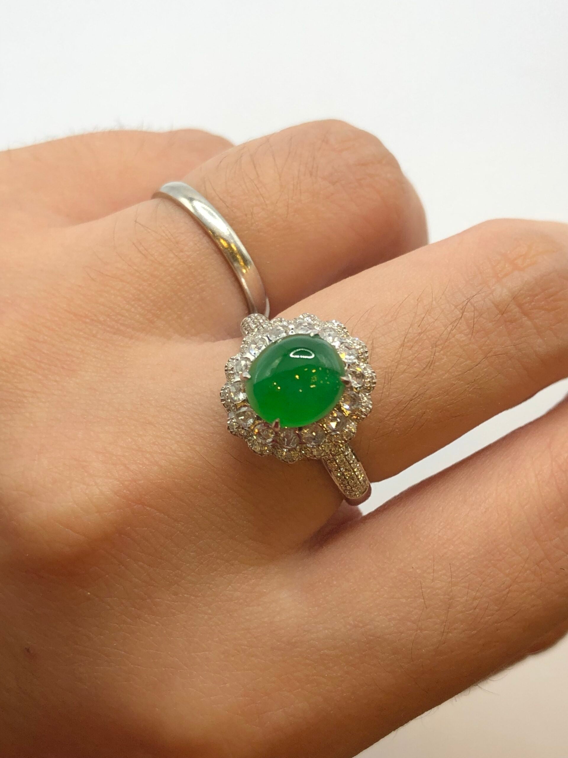 Green Jade Cabochon Ring