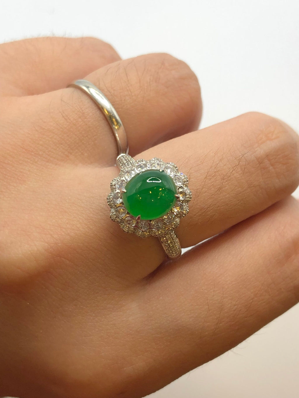 Green Jade Cabochon Ring