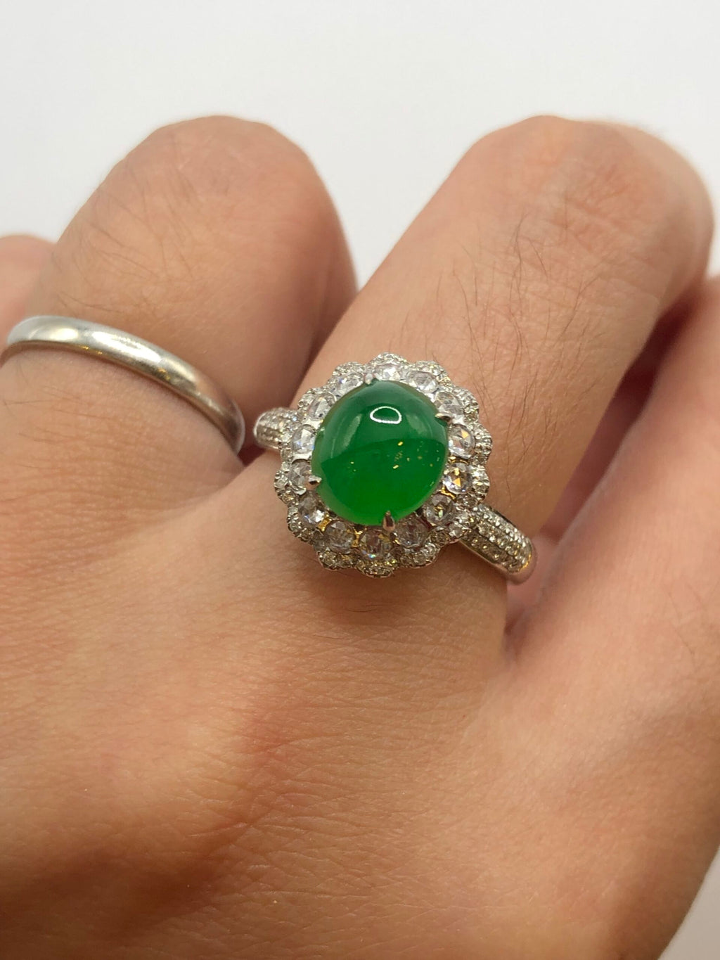 Green Jade Cabochon Ring
