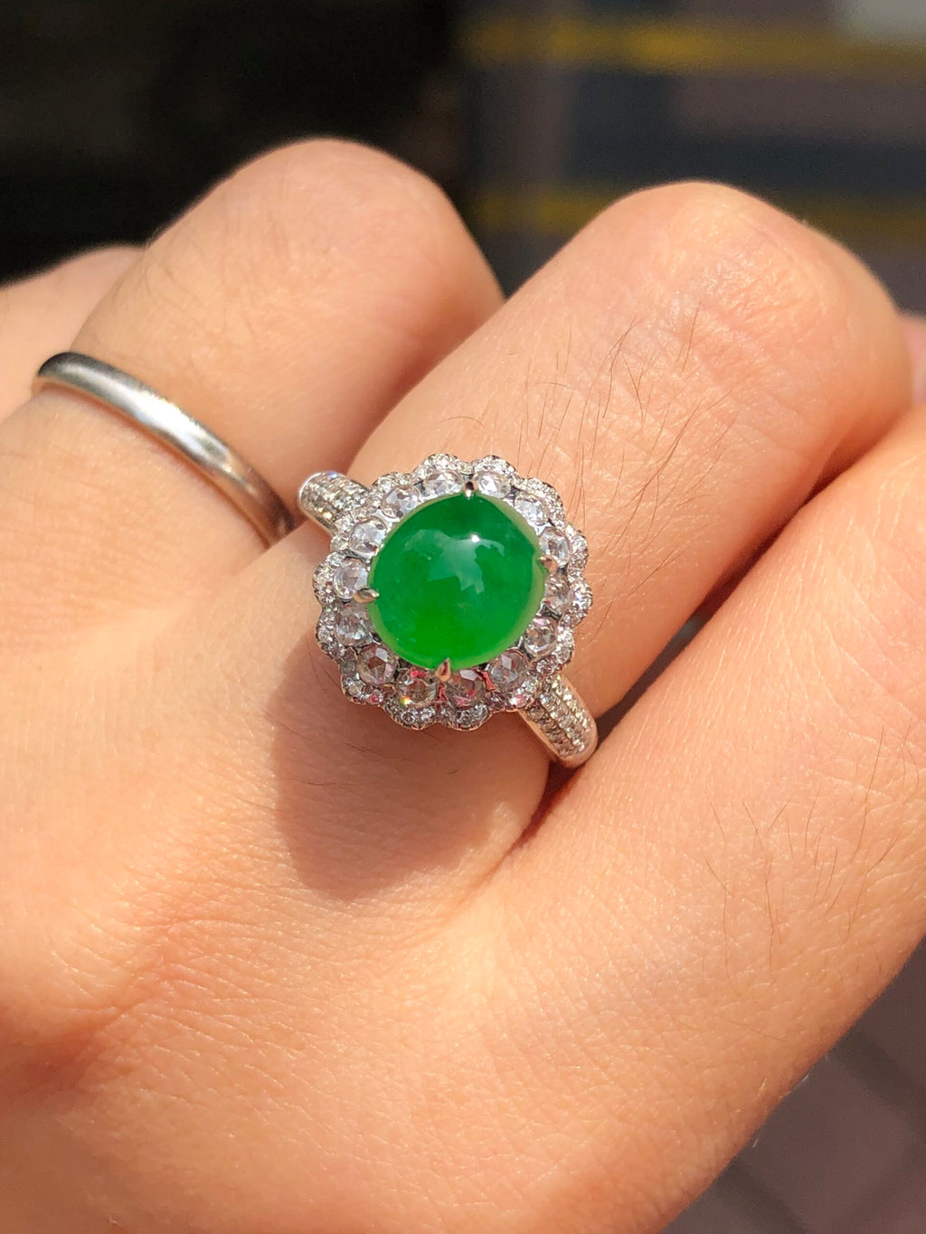 Green Jade Cabochon Ring