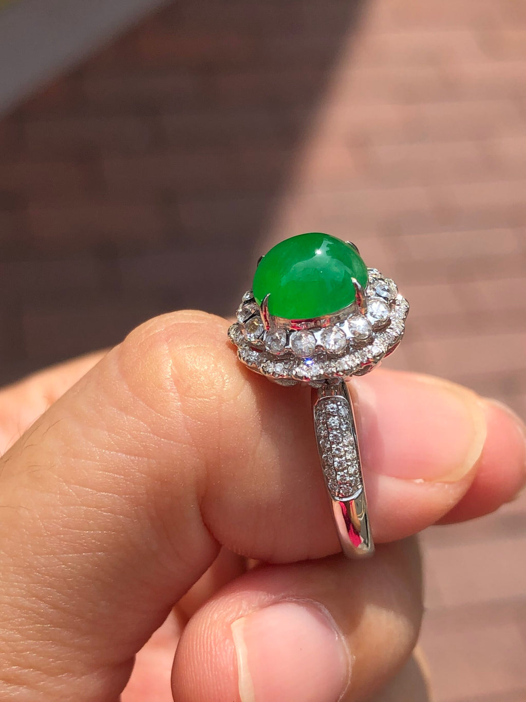 Green Jade Cabochon Ring