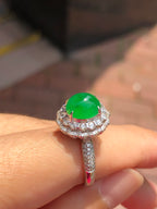 Green Jade Cabochon Ring