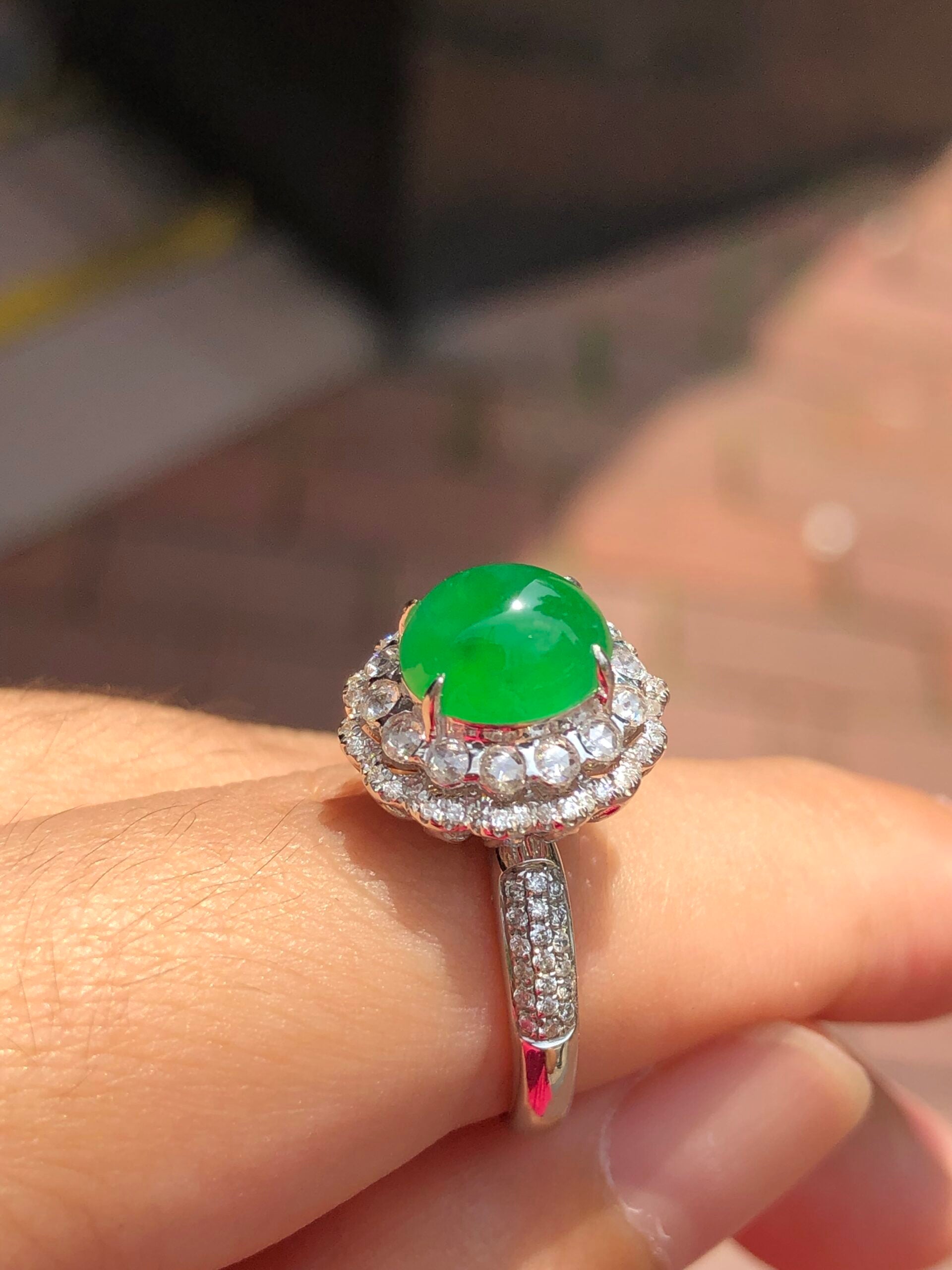 Green Jade Cabochon Ring