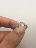 Green and Icy Jade Cabochons Ring