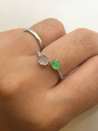 Green and Icy Jade Cabochons Ring