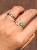 Green and Icy Jade Cabochons Ring