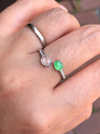 Green and Icy Jade Cabochons Ring