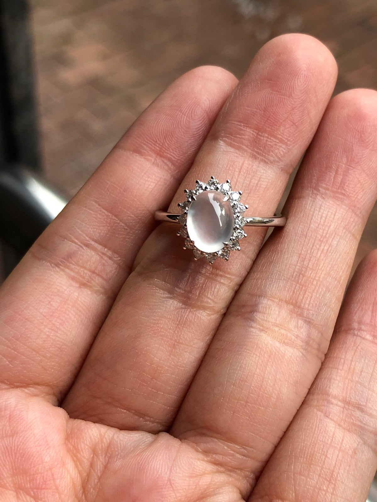 Icy Jade Cabochon Ring (Glassy Variety)