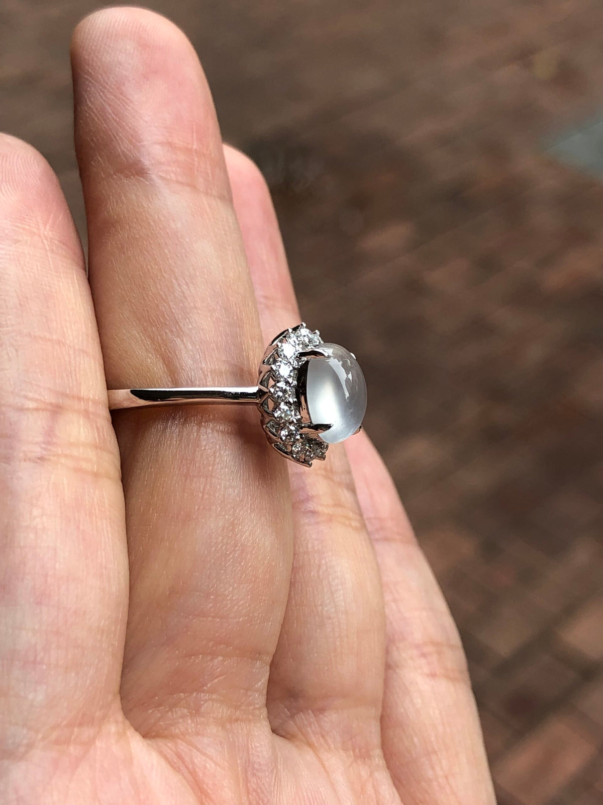 Icy Jade Cabochon Ring (Glassy Variety)