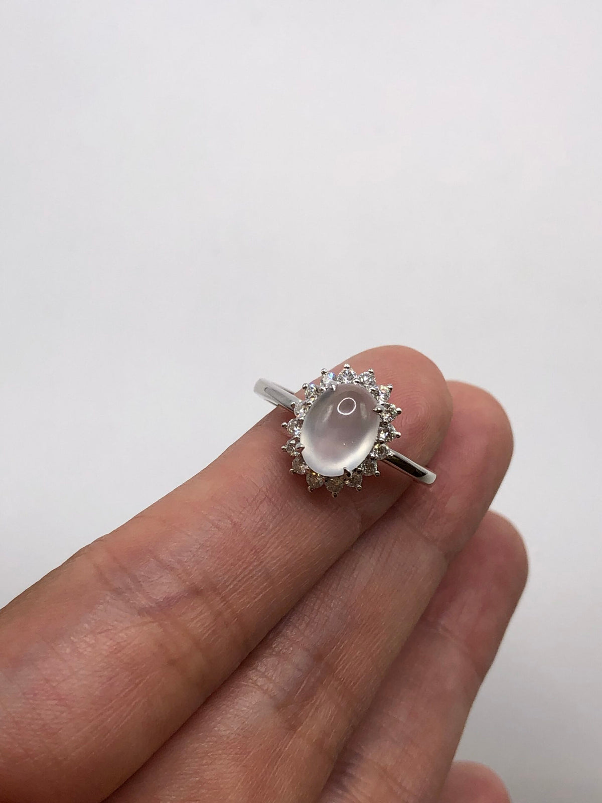 Icy Jade Cabochon Ring (Glassy Variety)