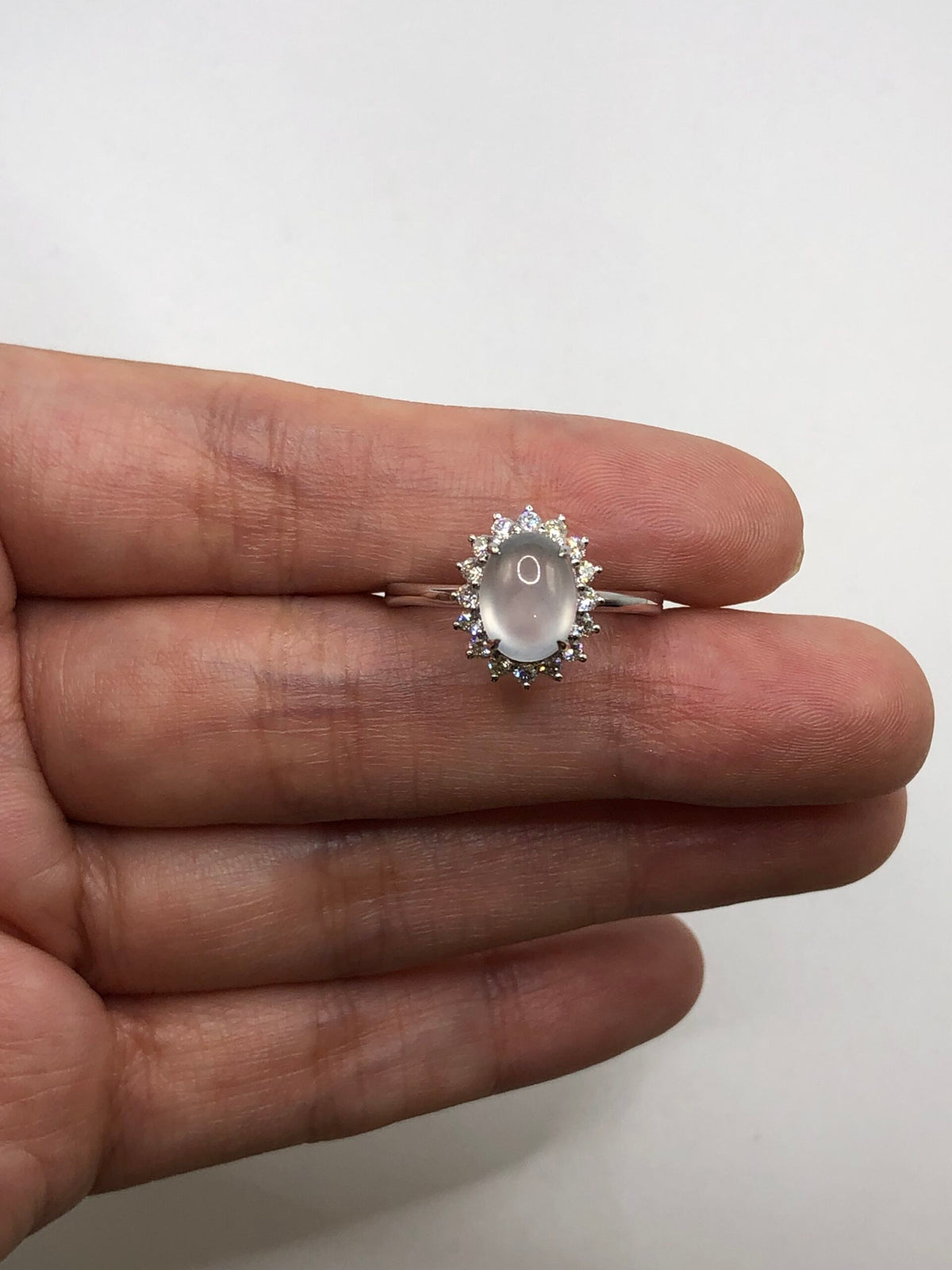 Icy Jade Cabochon Ring (Glassy Variety)