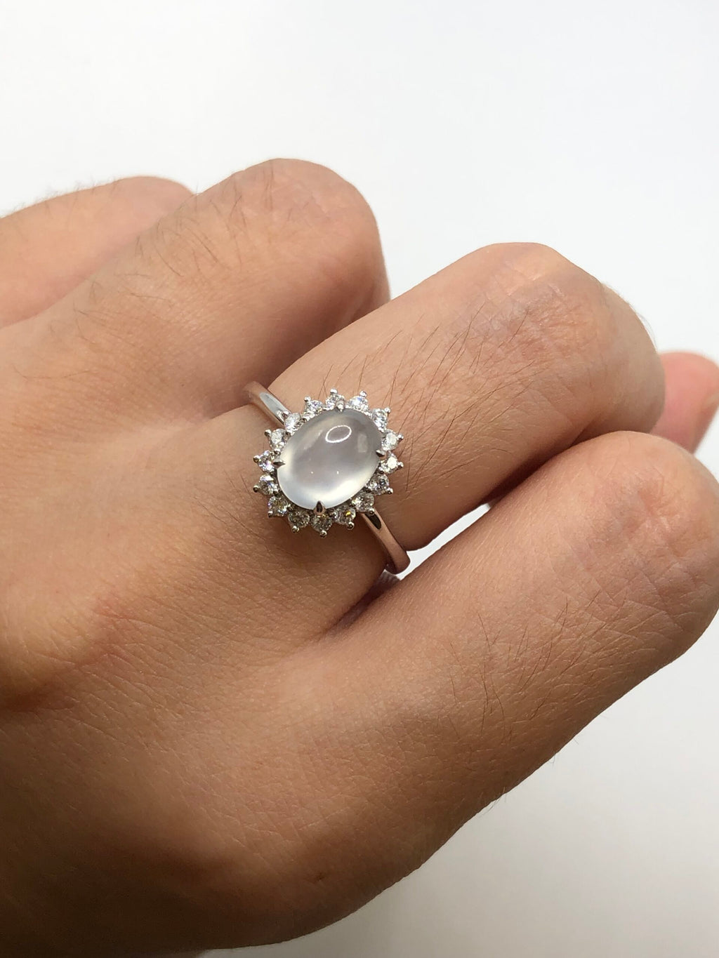 Icy Jade Cabochon Ring (Glassy Variety)