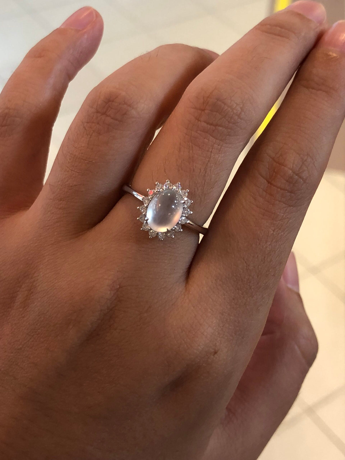 Icy Jade Cabochon Ring (Glassy Variety)