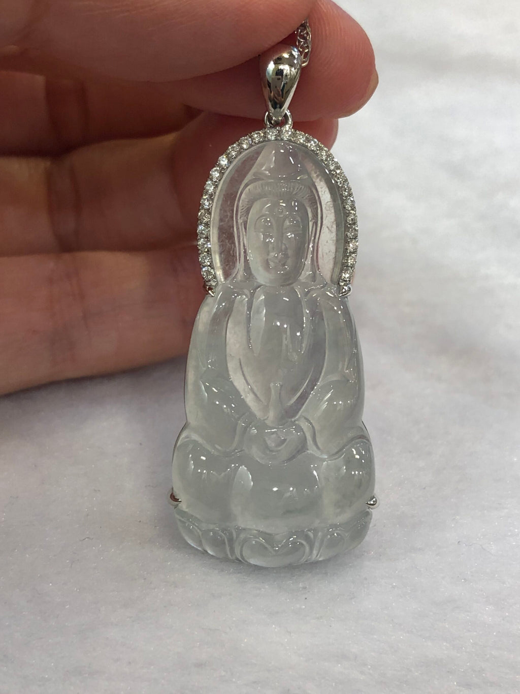 Icy Jade Guan Yin Pendant