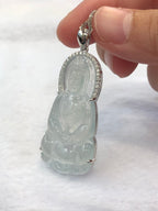 Icy Jade Guan Yin Pendant