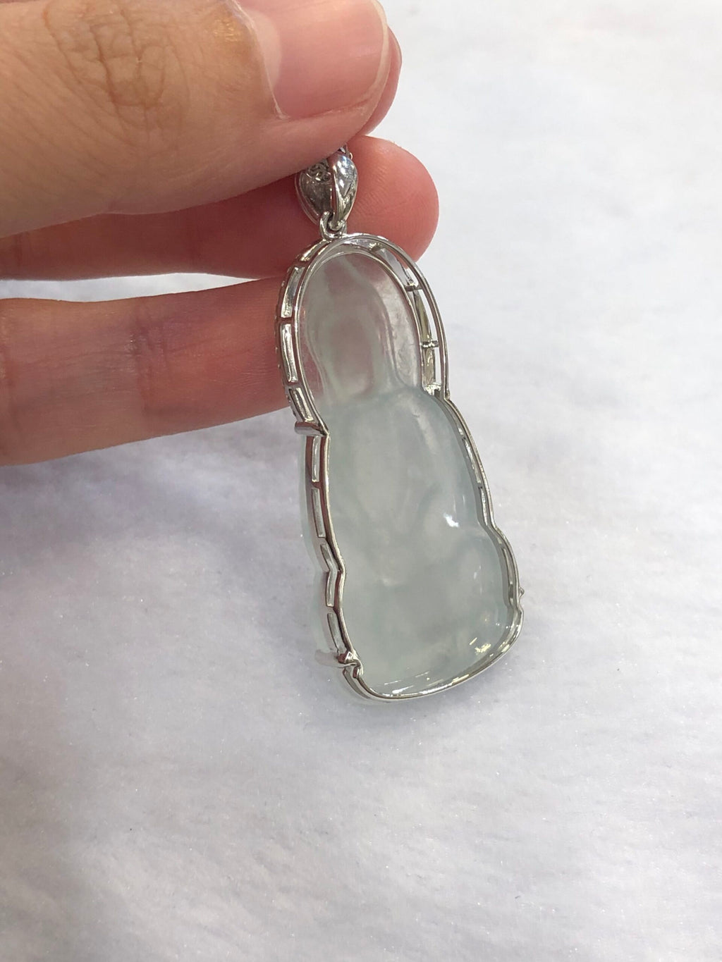 Icy Jade Guan Yin Pendant