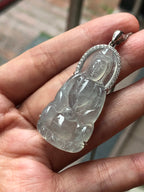 Icy Jade Guan Yin Pendant