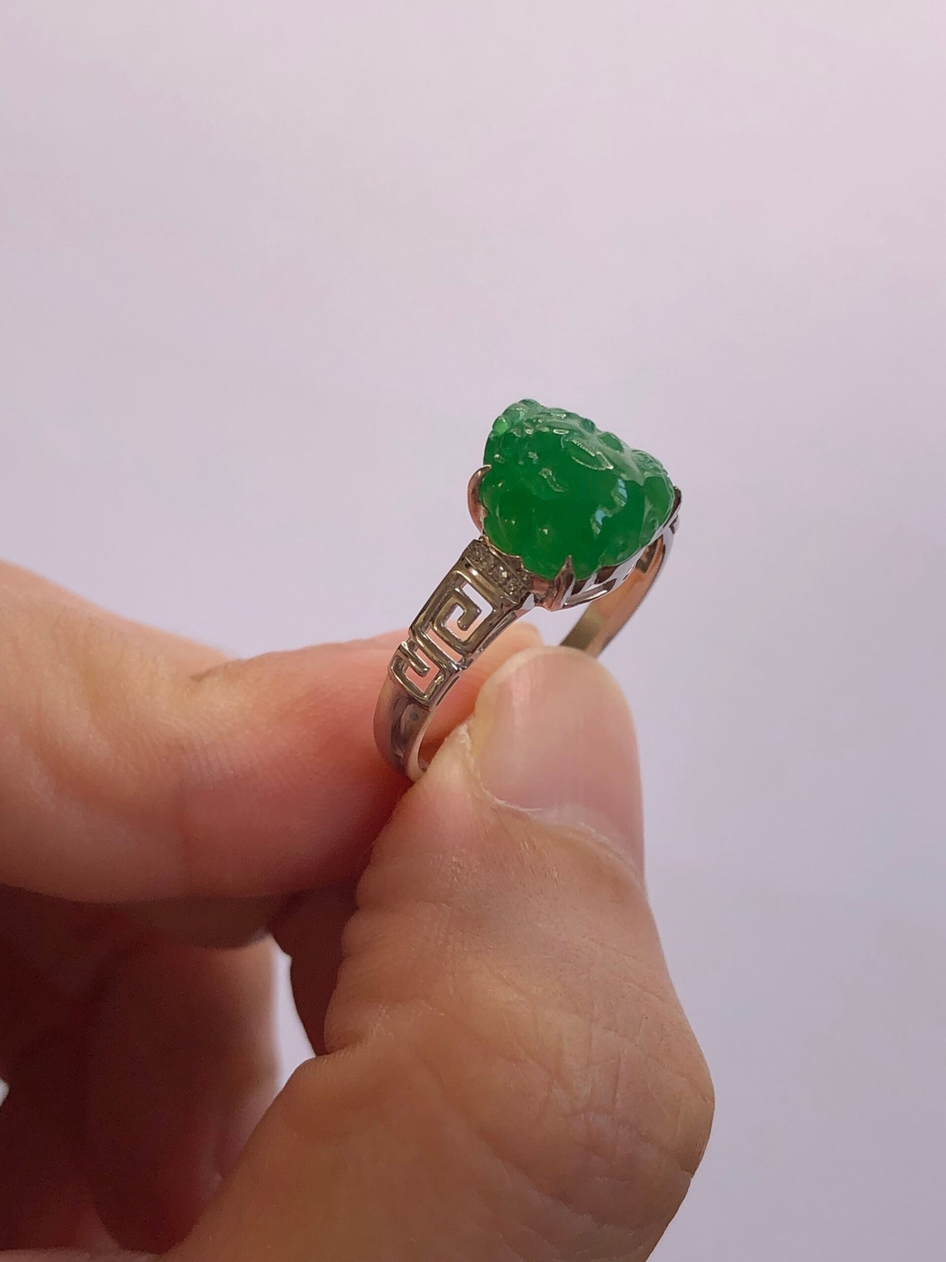 Green Jade Pixiu Ring