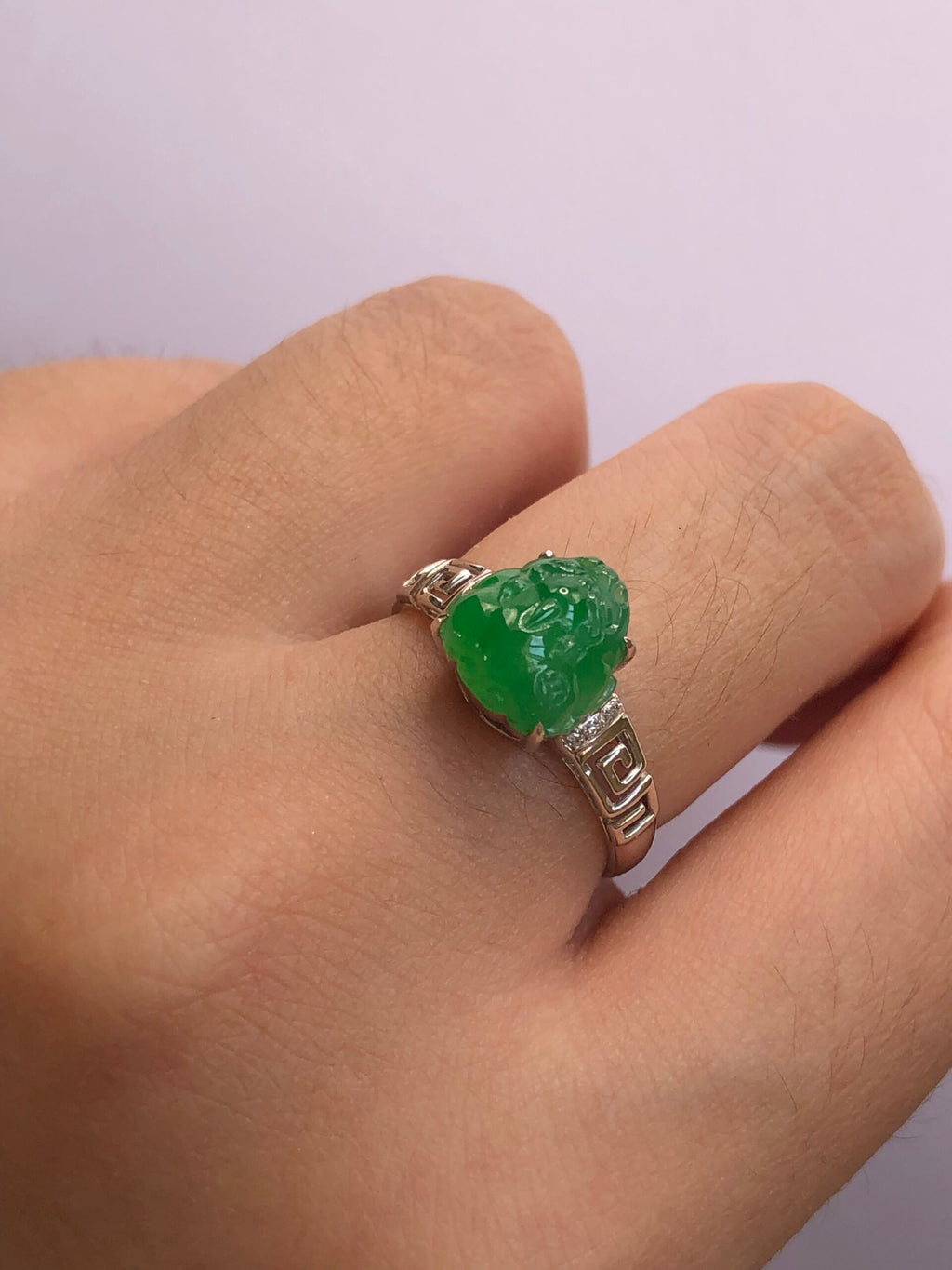 Green Jade Pixiu Ring