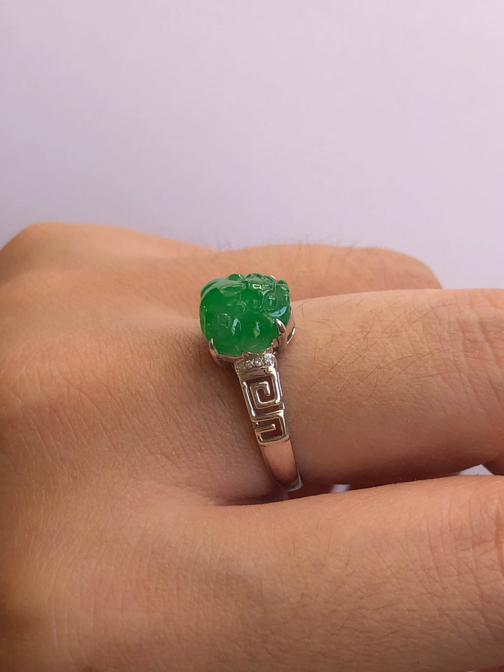 Green Jade Pixiu Ring