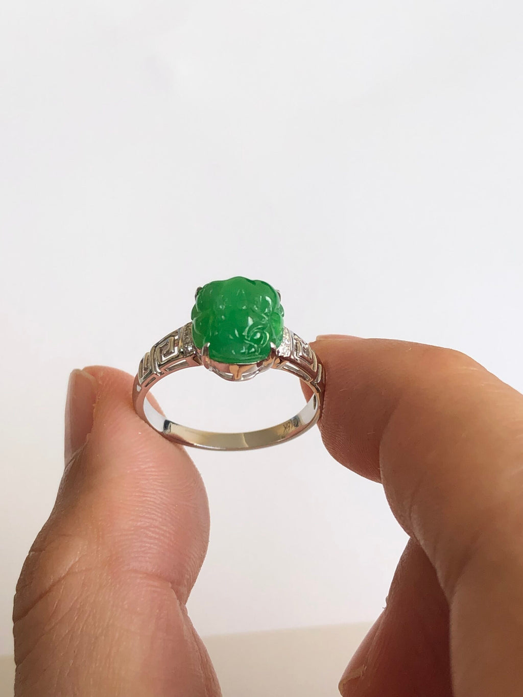 Green Jade Pixiu Ring