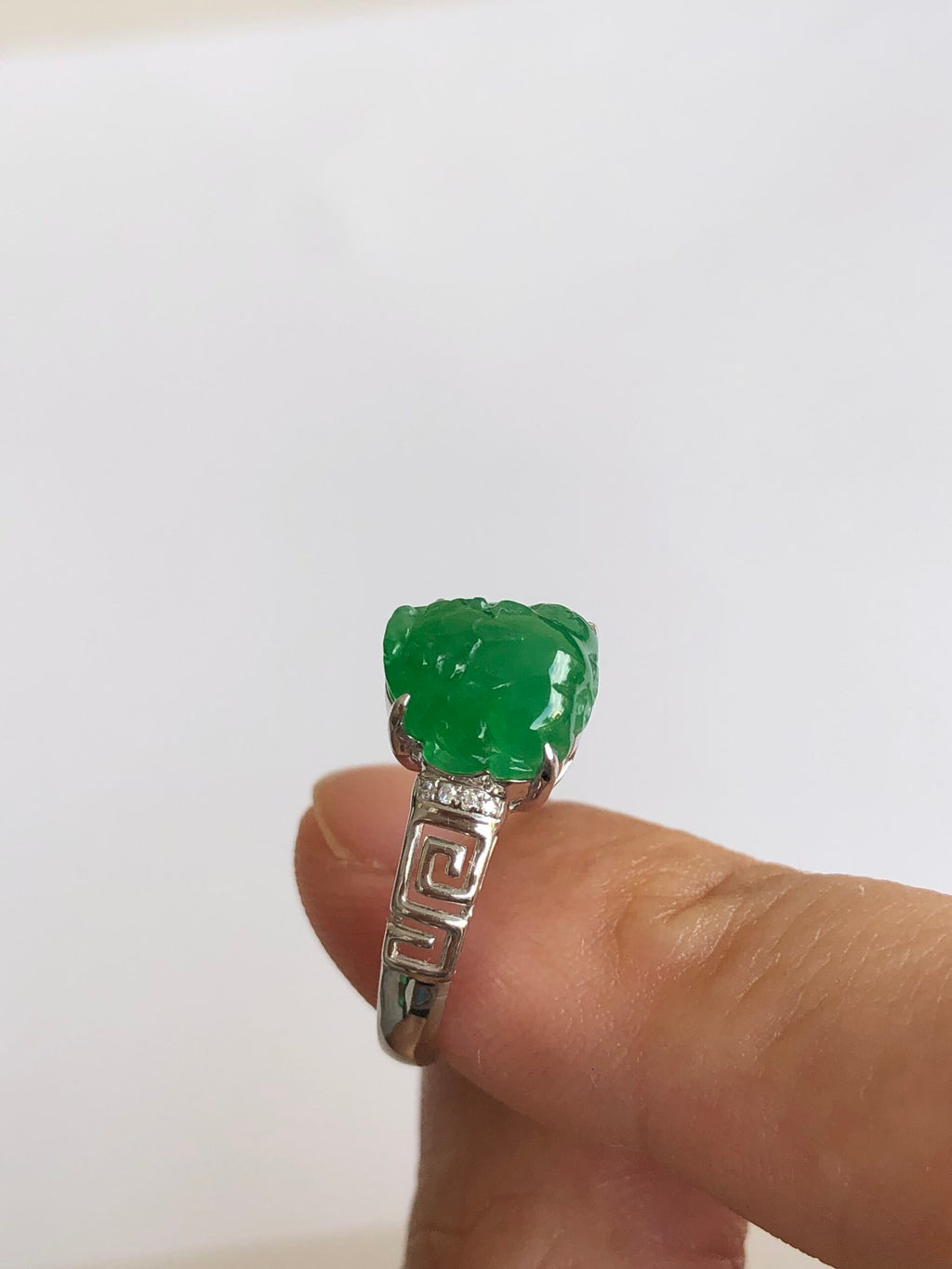 Green Jade Pixiu Ring