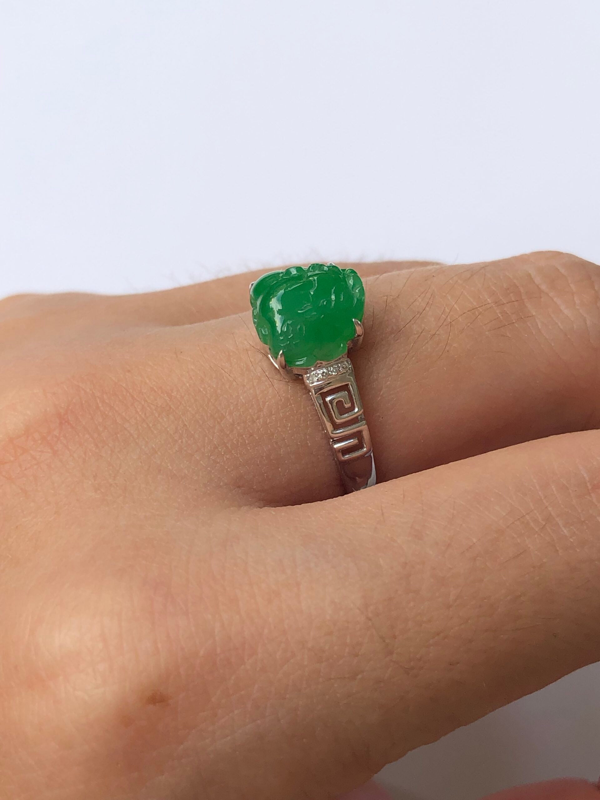 Green Jade Pixiu Ring