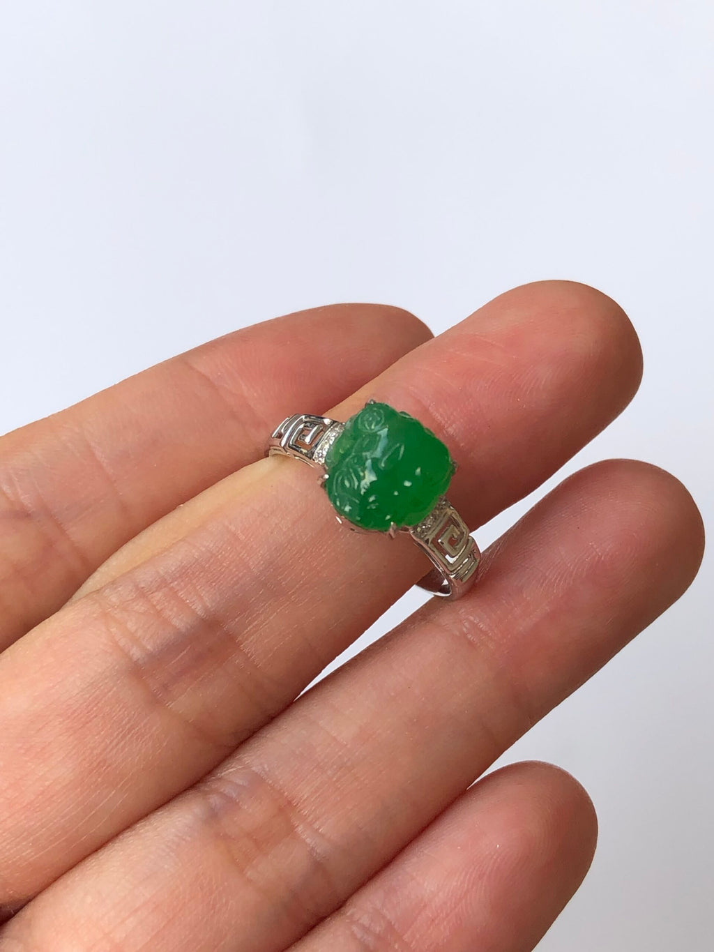 Green Jade Pixiu Ring