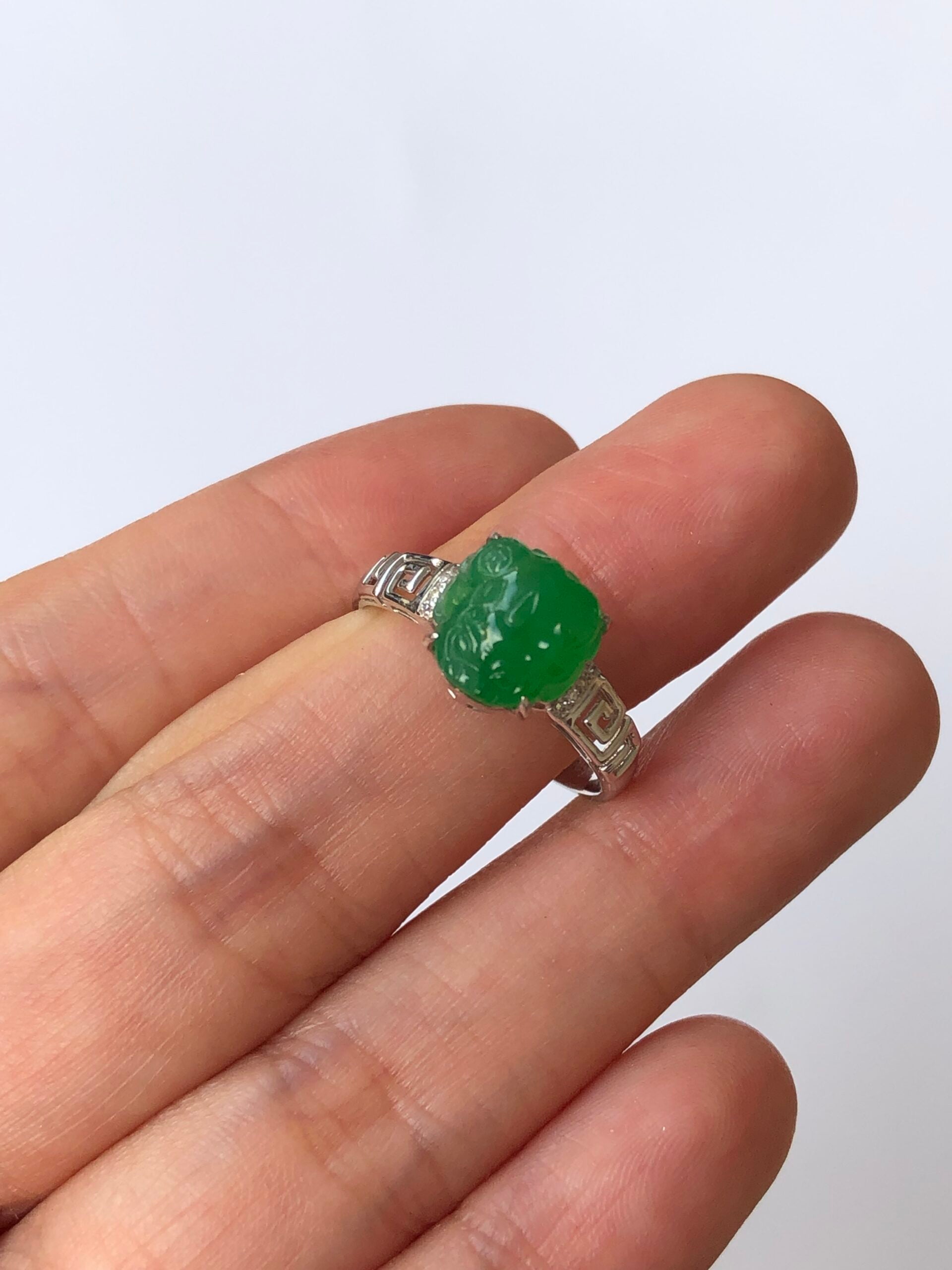 Green Jade Pixiu Ring