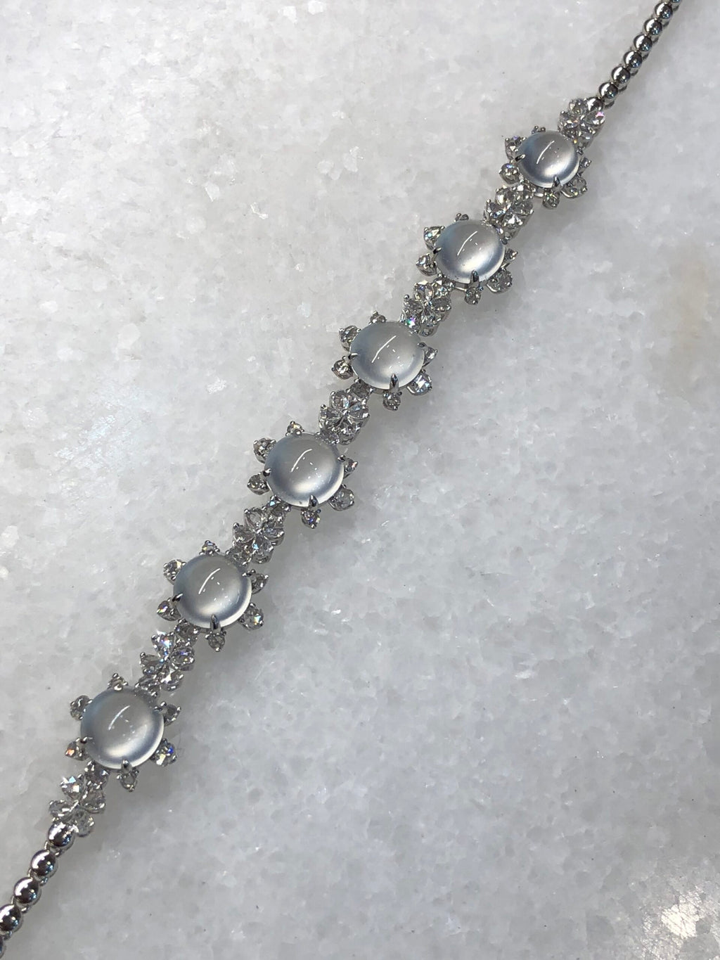 Icy Jadeite Cabochon Bracelet (Glassy Variety)