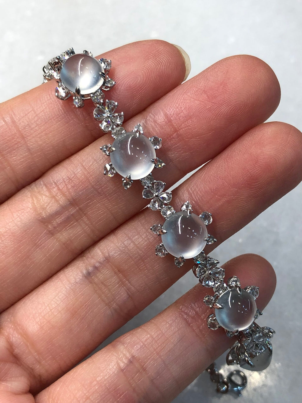Icy Jadeite Cabochon Bracelet (Glassy Variety)