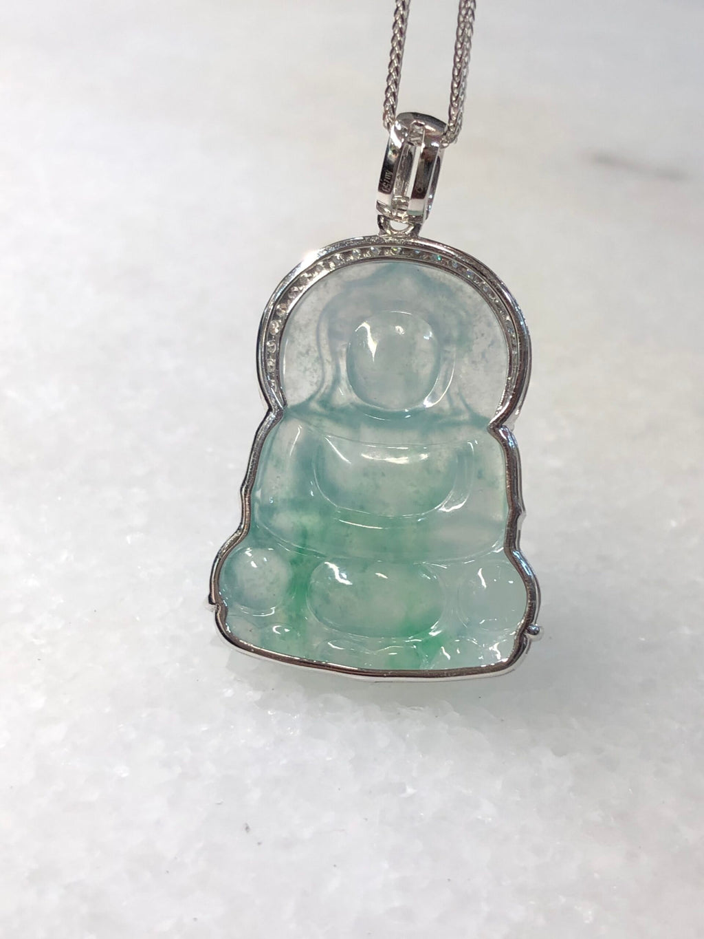 Icy Green Guan Yin Jadeite Pendant