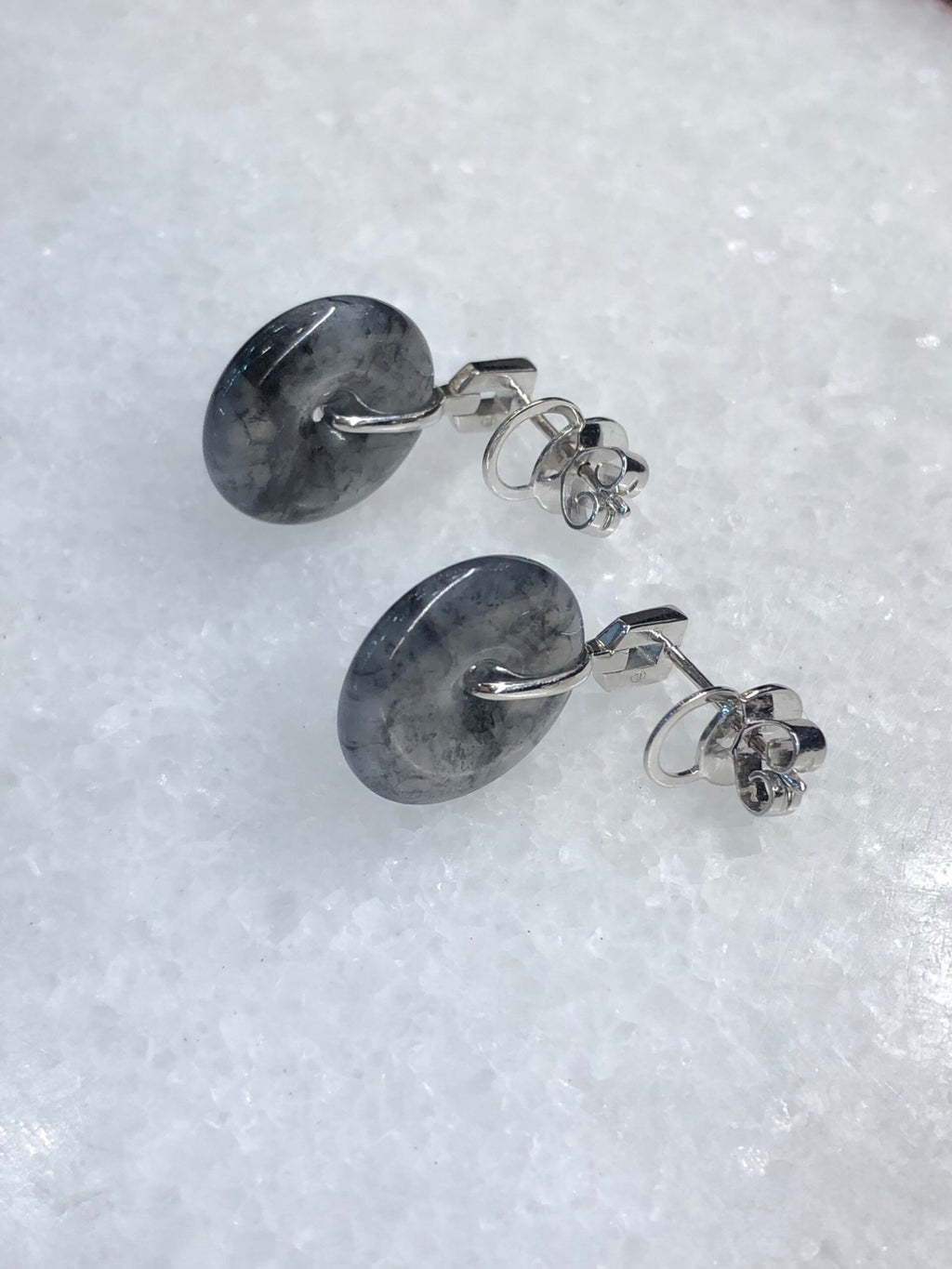 Icy Wuji Black Jadeite Earrings