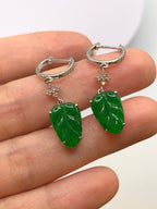 Green Jade Leaves Earrings