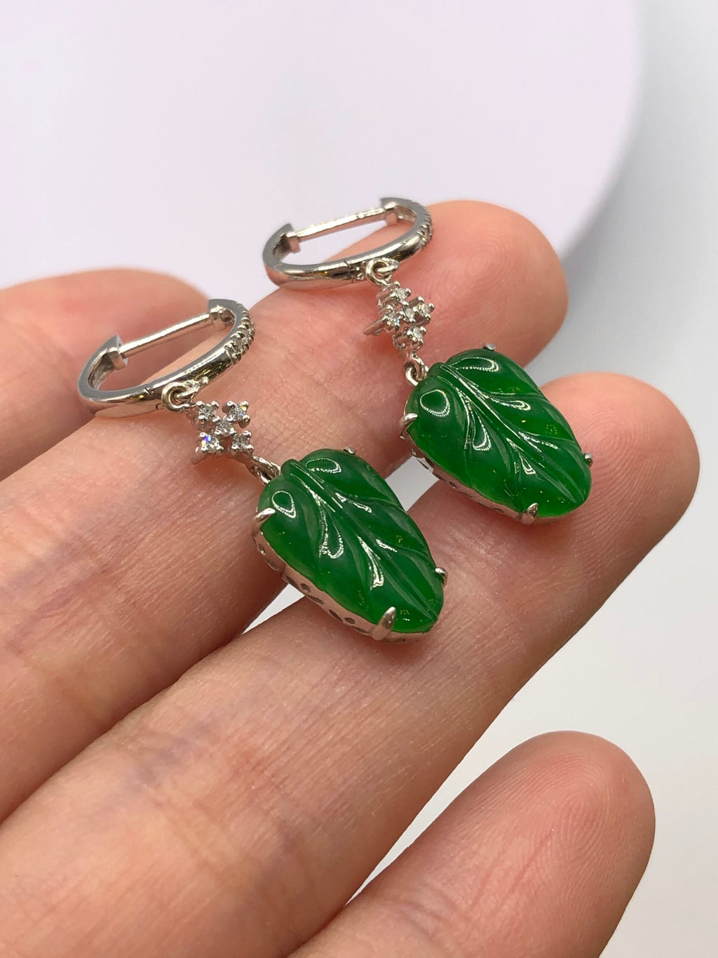 Green Jade Leaves Earrings