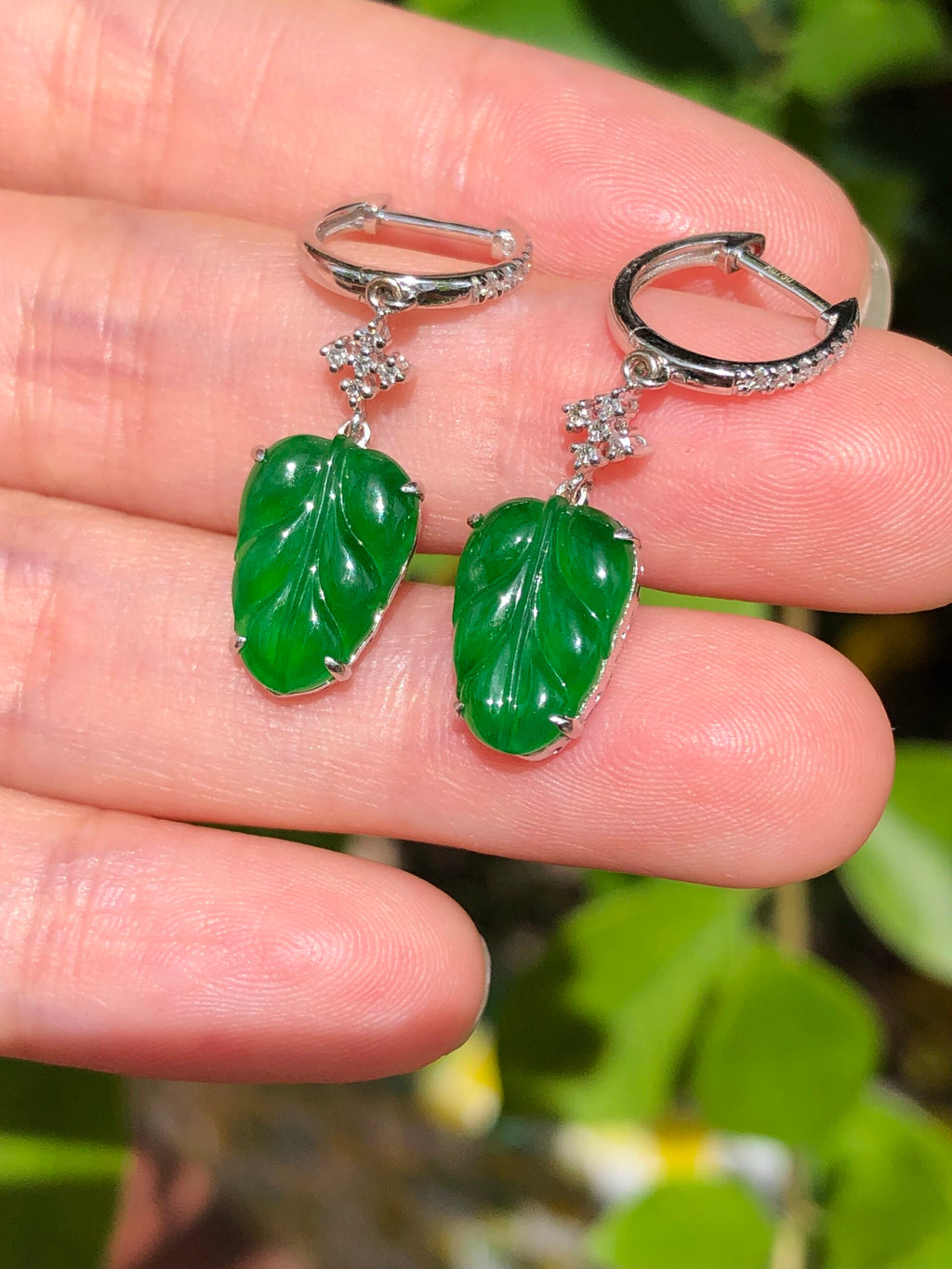 Green Jade Leaves Earrings