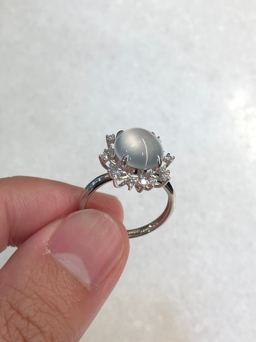 Icy Jadeite Cabochon Ring